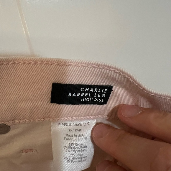 Veronica Beard Charlie Barrel Leg Jeans WomensHigh Rise Tri Tone Blush Pink - Picture 12 of 13